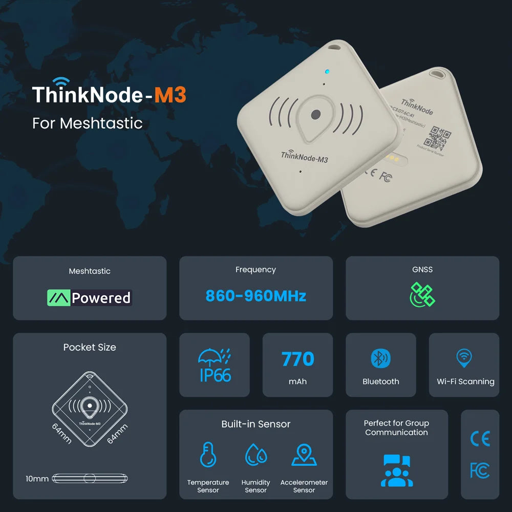 ThinkNode M3 Meshtastic GPS Tracker Card - 915 MHz